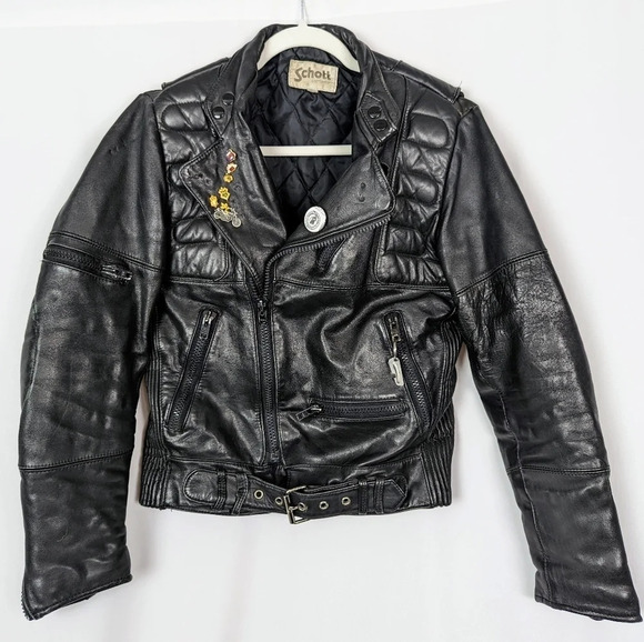 Vintage Schott Sportswear NYC Armored Leather Motorcycle Moto Jacket Men Size 36